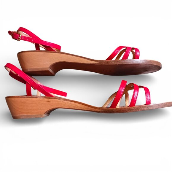 Browns Made in Italy Red Strappy Sandals - Size 38 (US 7.5/8) - With Box - Picture 9 of 13